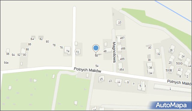 Kryspinów, Polnych Maków, 58, mapa Kryspinów