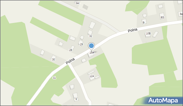 Krzaki, Polna, 10A, mapa Krzaki