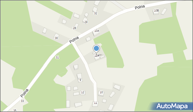 Krzaki, Polna, 12A, mapa Krzaki