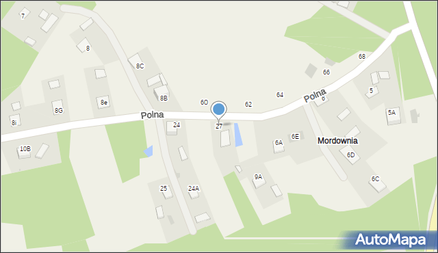 Krzaki, Polna, 27, mapa Krzaki