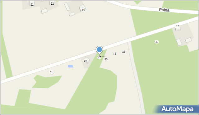 Krzaki, Polna, 47, mapa Krzaki