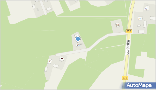 Krzaki, Polna, 8A, mapa Krzaki