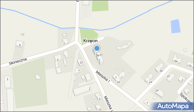 Krzęcin, Pogodna, 2A, mapa Krzęcin