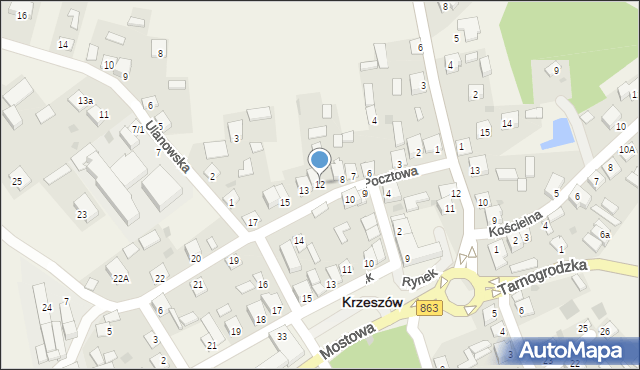 Krzeszów, Pocztowa, 12, mapa Krzeszów