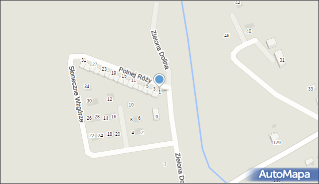 Krzeszowice, Polnej Róży, 1, mapa Krzeszowice