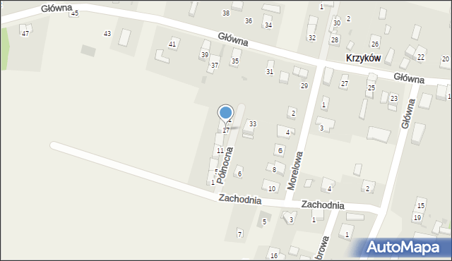 Krzyków, Północna, 17, mapa Krzyków