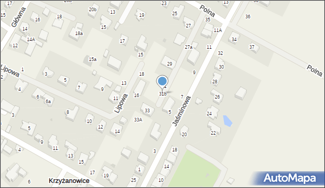 Krzyżanowice, Polna, 31b, mapa Krzyżanowice