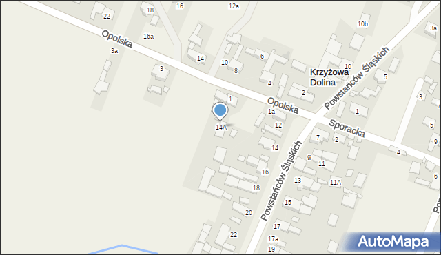 Krzyżowa Dolina, Powstańców Śląskich, 14A, mapa Krzyżowa Dolina