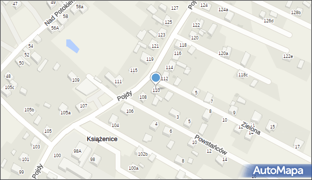 Książenice, Pojdy, ks., 110, mapa Książenice