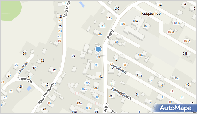 Książenice, Pojdy, ks., 95, mapa Książenice