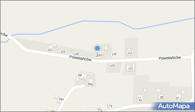 Książenice, Powstańców, 107, mapa Książenice