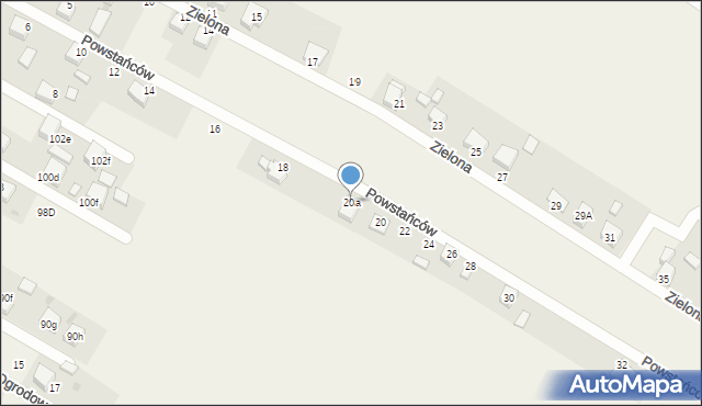Książenice, Powstańców, 20a, mapa Książenice