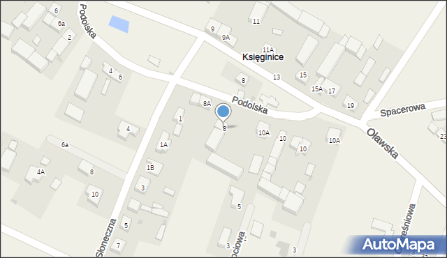 Księginice, Podolska, 8, mapa Księginice