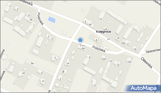 Księginice, Podolska, 8B, mapa Księginice