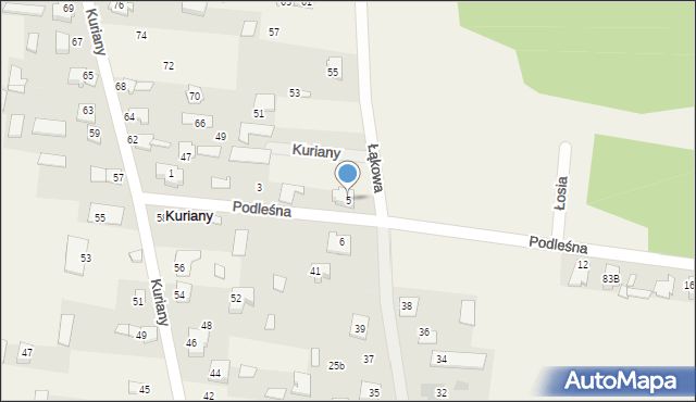 Kuriany, Podleśna, 5, mapa Kuriany
