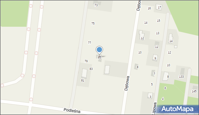 Kuriany, Podleśna, 85, mapa Kuriany