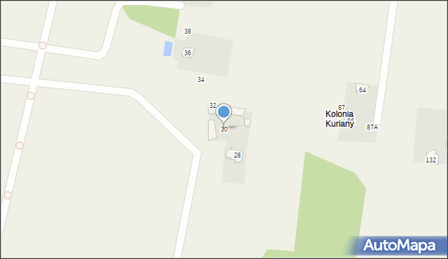 Kuriany, Polna, 30, mapa Kuriany