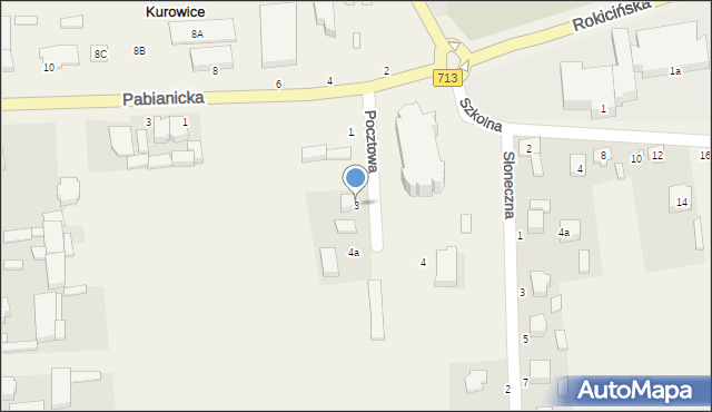 Kurowice, Pocztowa, 3, mapa Kurowice