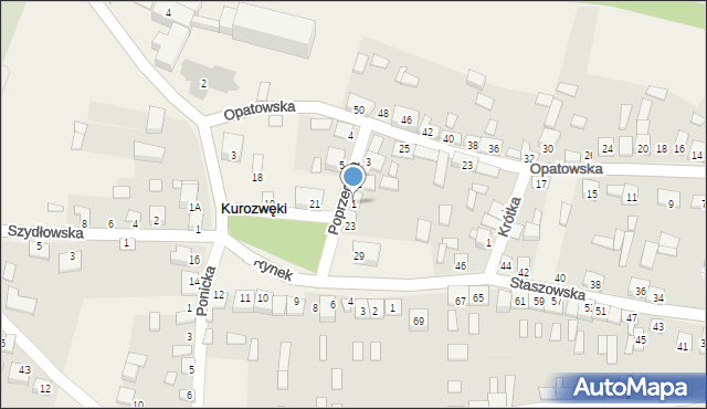 Kurozwęki, Poprzeczna, 1, mapa Kurozwęki