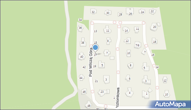 Kusięta, Pod Wilczą Górą, 17, mapa Kusięta