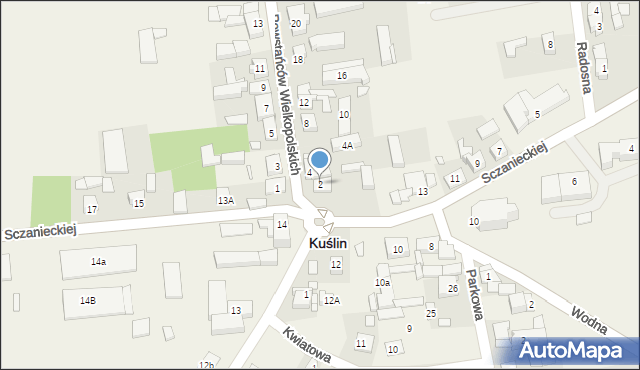 Kuślin, Powstańców Wielkopolskich, 2, mapa Kuślin