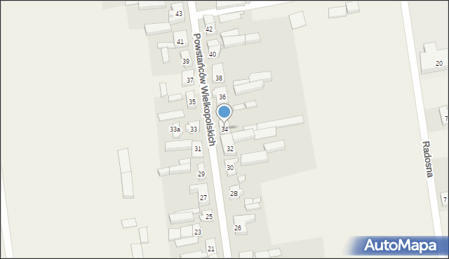 Kuślin, Powstańców Wielkopolskich, 34, mapa Kuślin