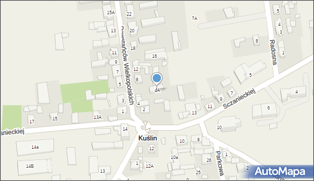 Kuślin, Powstańców Wielkopolskich, 4A, mapa Kuślin