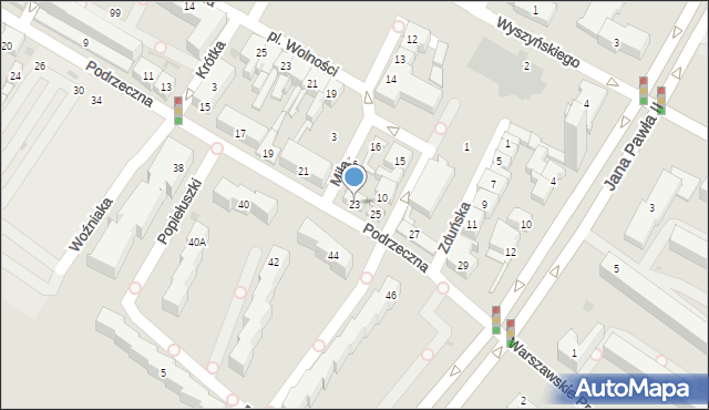 Kutno, Podrzeczna, 23, mapa Kutno