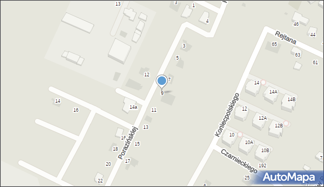 Kutno, Porazińskiej Janiny, 9, mapa Kutno
