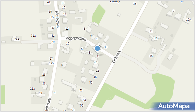 Kwaśniów Dolny, Poprzeczna, 1, mapa Kwaśniów Dolny