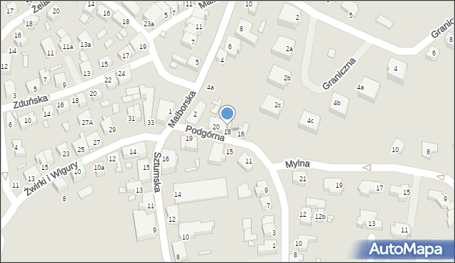 Kwidzyn, Podgórna, 18, mapa Kwidzyn