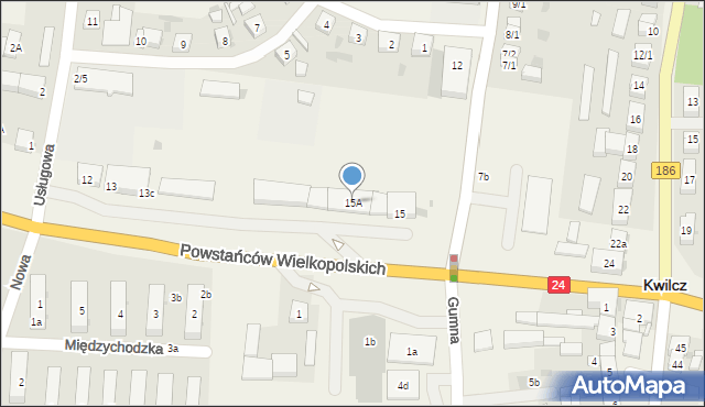 Kwilcz, Powstańców Wielkopolskich, 15A, mapa Kwilcz