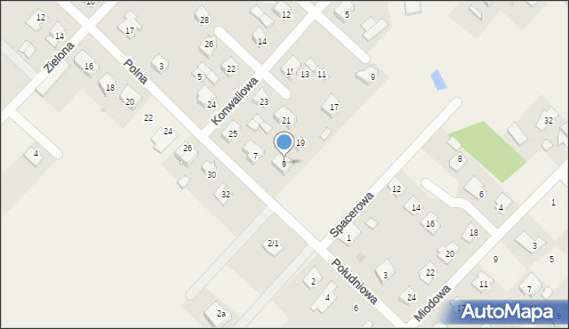 Łąck, Polna, 9, mapa Łąck