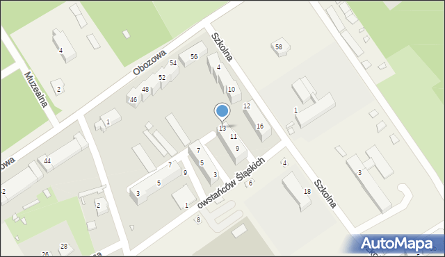 Łambinowice, Powstańców Śląskich, 13, mapa Łambinowice