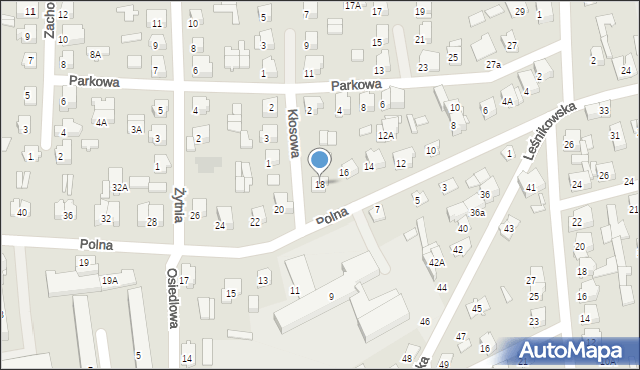 Łapy, Polna, 18, mapa Łapy