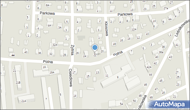 Łapy, Polna, 22, mapa Łapy