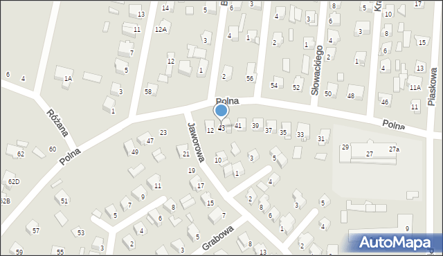Łapy, Polna, 43, mapa Łapy