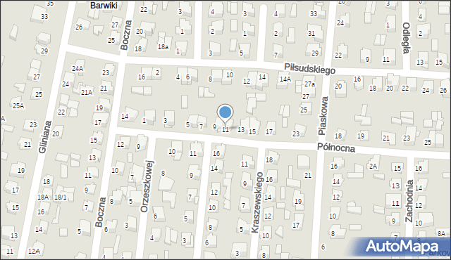 Łapy, Północna, 11, mapa Łapy