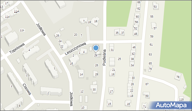 Łask, Podleśna, 24, mapa Łask