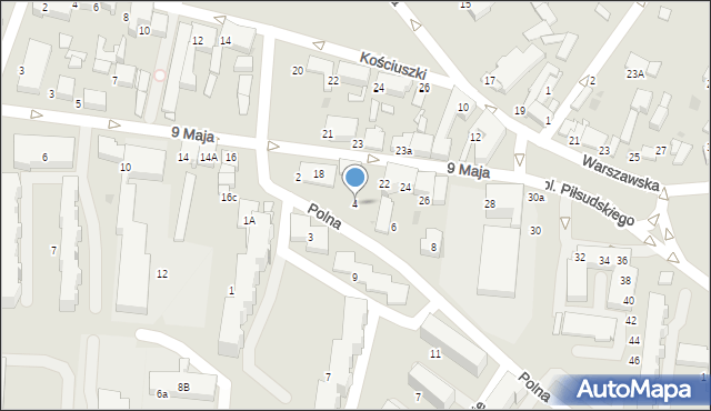 Łask, Polna, 4, mapa Łask