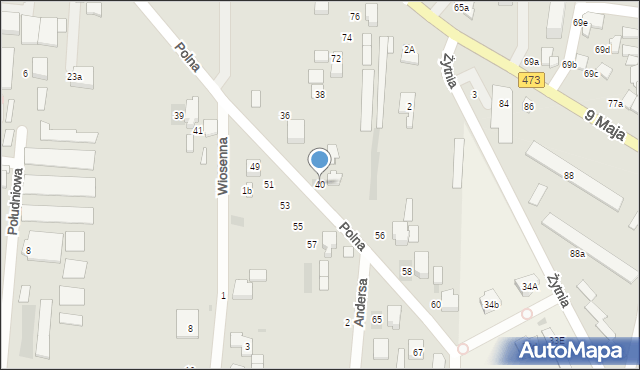 Łask, Polna, 40, mapa Łask