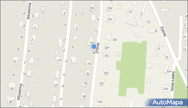 Łask, Polna, 77, mapa Łask