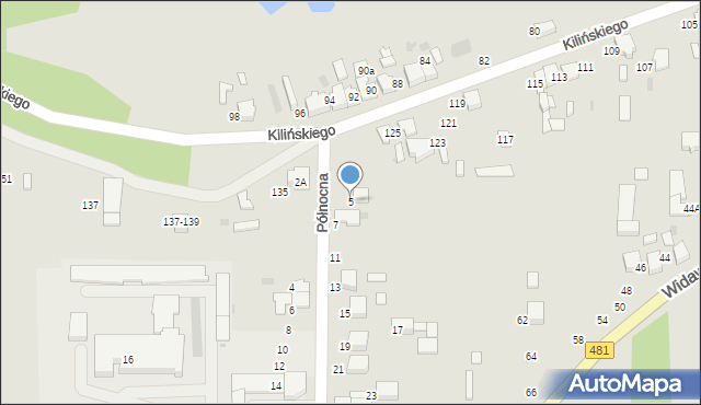 Łask, Północna, 5, mapa Łask