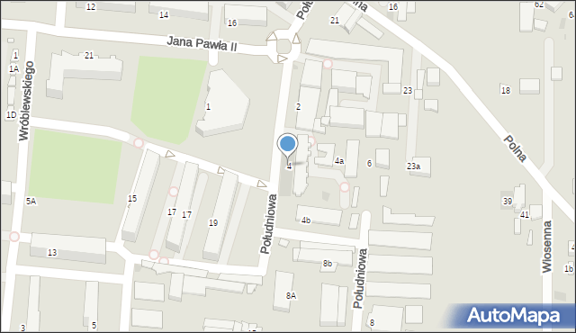 Łask, Południowa, 4, mapa Łask