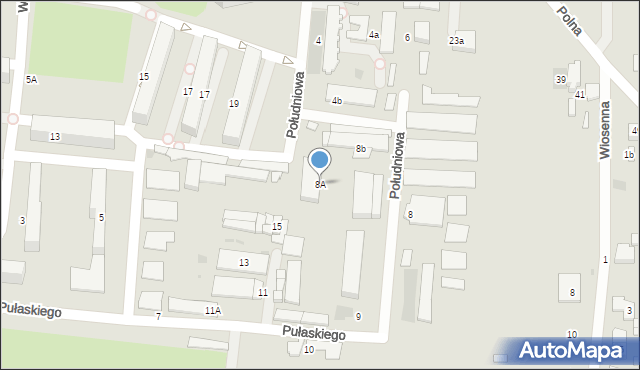 Łask, Południowa, 8A, mapa Łask