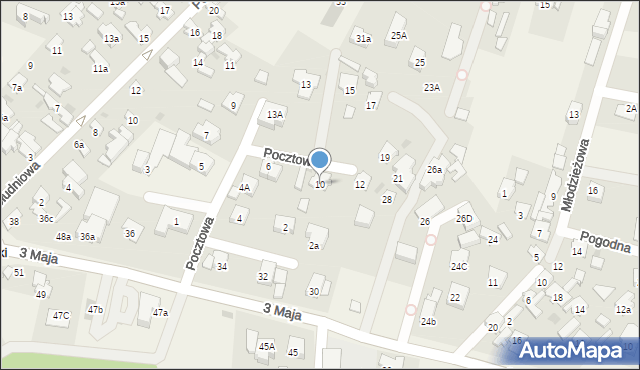 Laski, Pocztowa, 10, mapa Laski