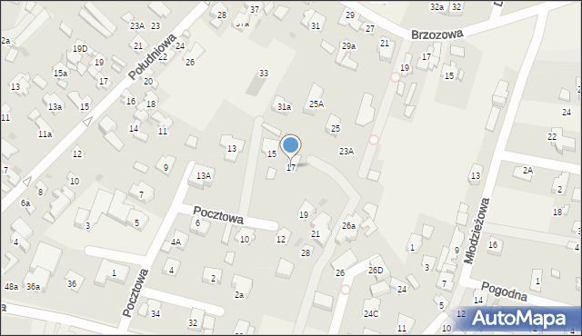 Laski, Pocztowa, 17, mapa Laski