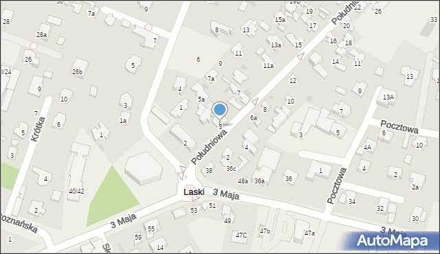 Laski, Południowa, 3, mapa Laski
