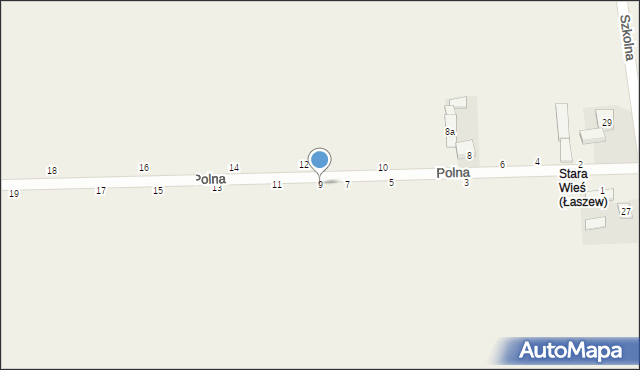 Łaszew, Polna, 9, mapa Łaszew