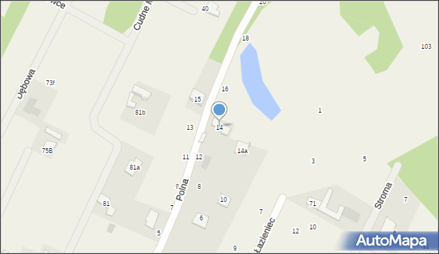 Łazieniec, Polna, 14, mapa Łazieniec